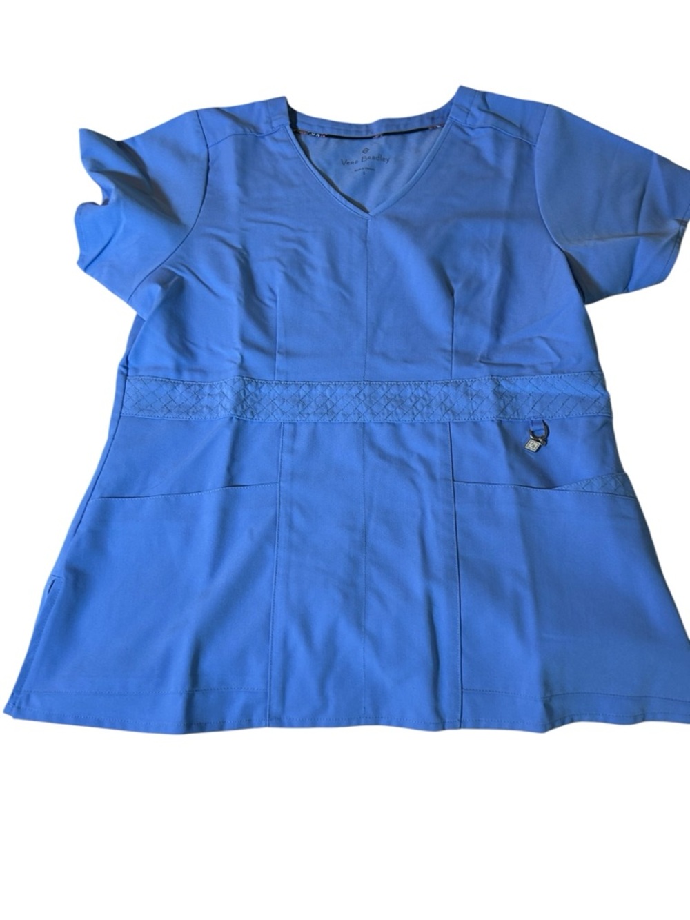 Vera Bradley Blue V-Neck Scrub Top
